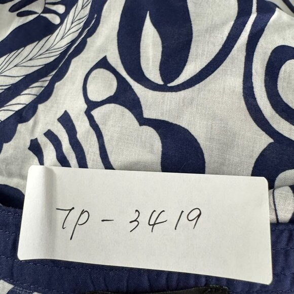Talbots Tunic Top 2X Paisley Blue White Cotton V-Neck Lightweight NWT TP-3419 - Picture 2 of 8